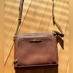 Steve Madden Brown Crossbody with Gold Chain Accent